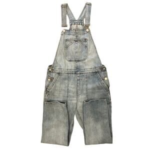 GAP 100% Cotton Light Wash Distressed Denim Overalls S grunge 90s streetwear